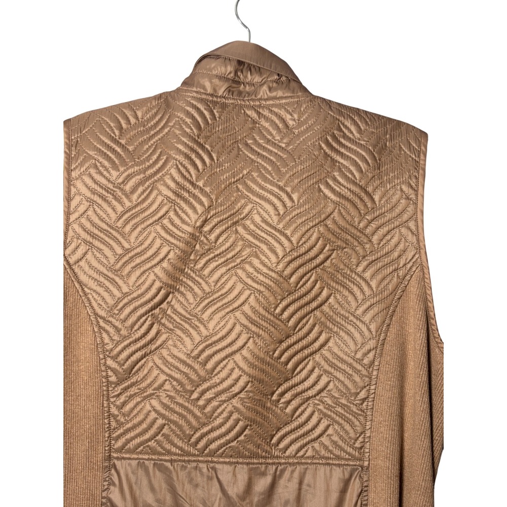 Zenergy Chicos Size 3 US XL Quilted Mixed Media Vest Tan Cashmere Blend Ribbed - Picture 5 of 8